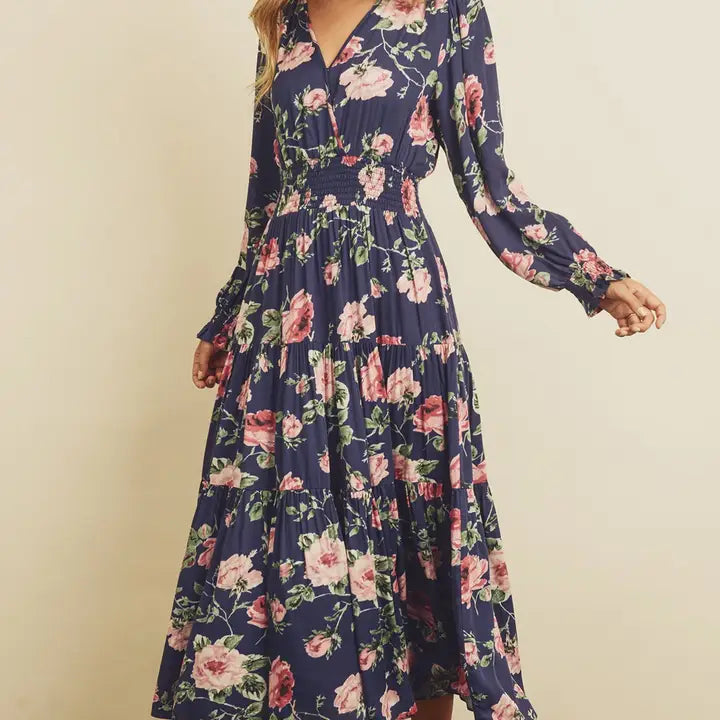 Floral Tiered Midi Dress