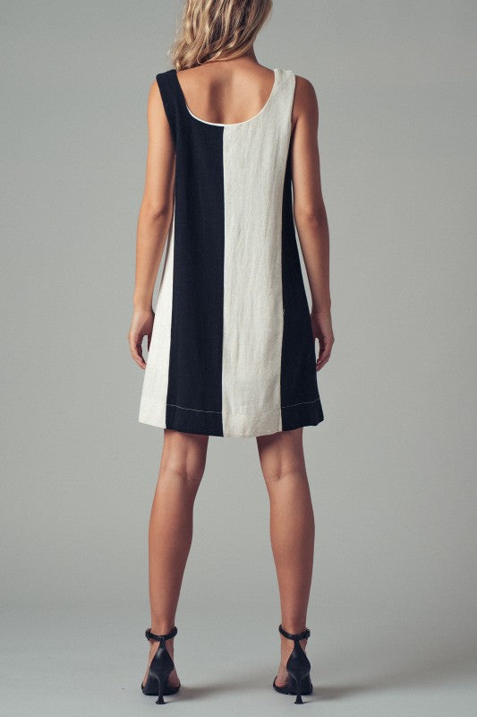 Black And Creme A-Line Mini Dress