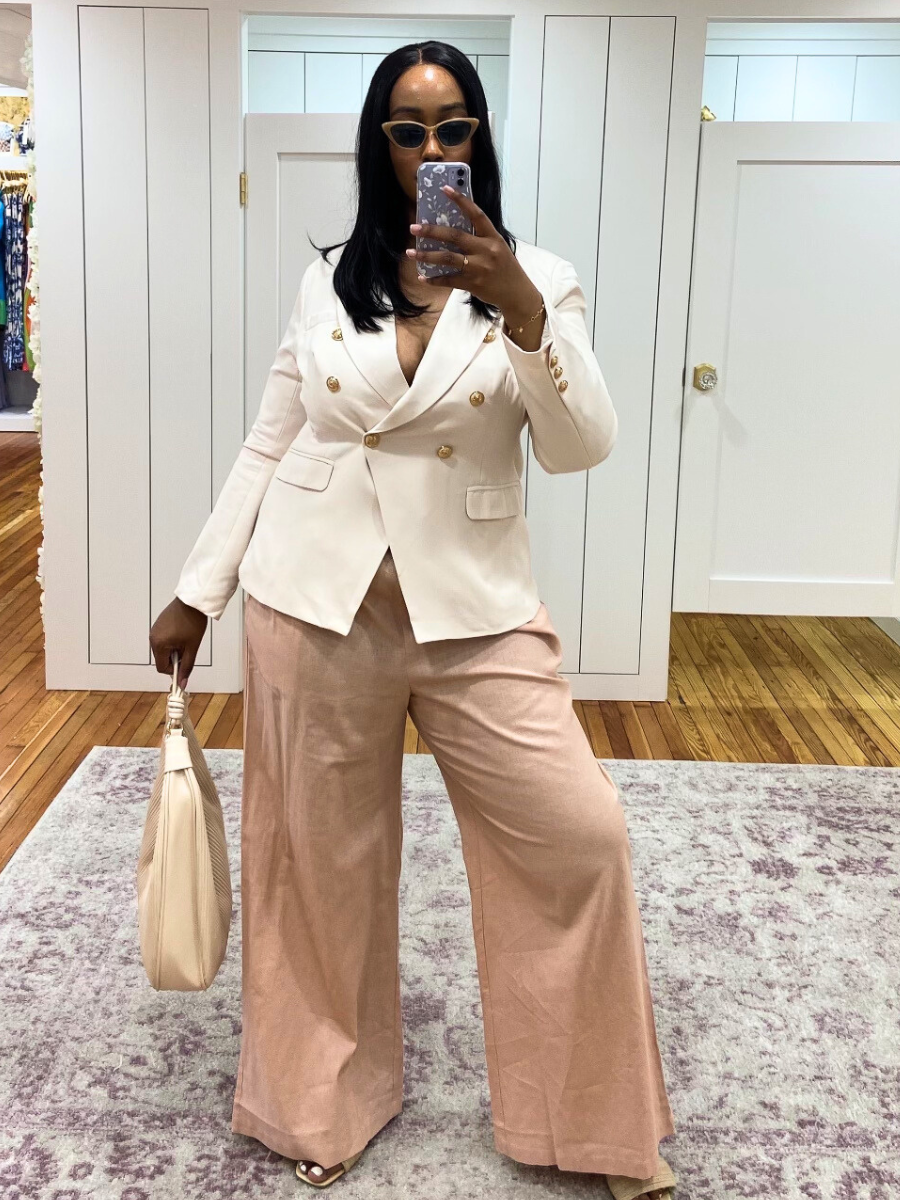 Apricot Buckle Collared Blazer Curvy Fit