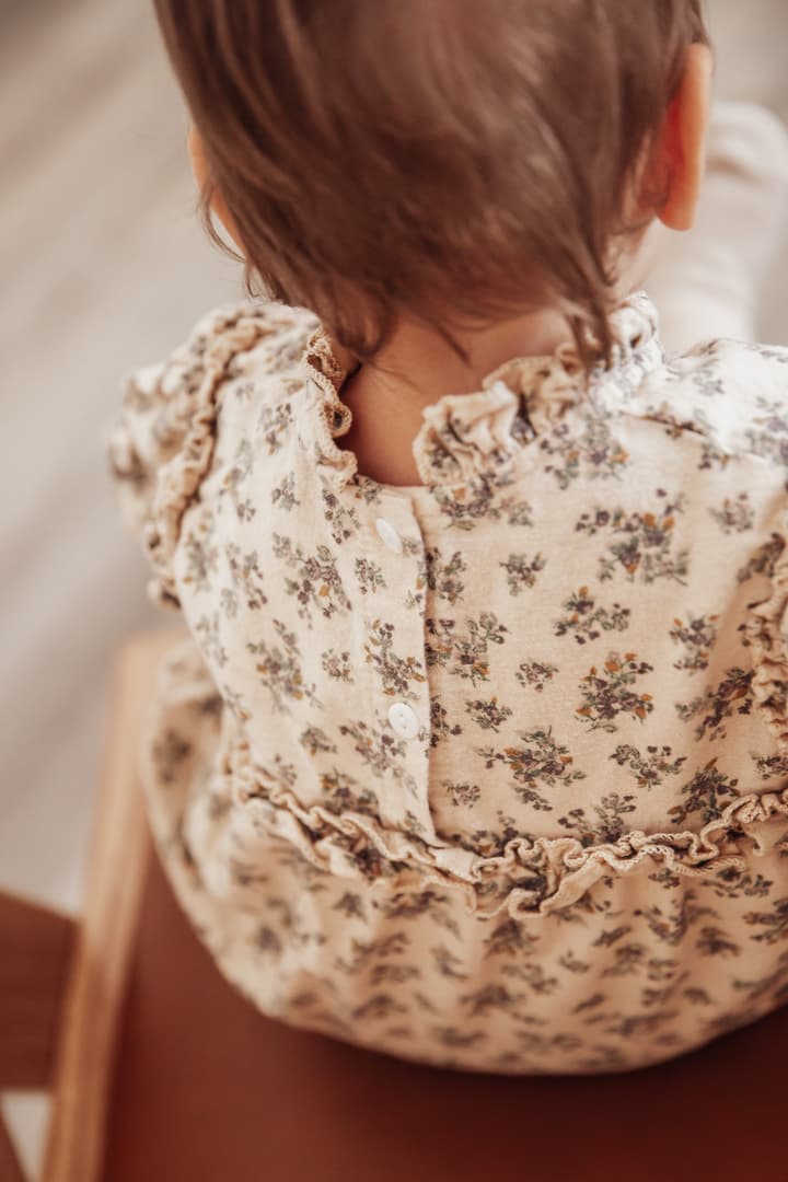 Baby Cotton Bubble Romper Dressy Sleeve Viola with Headbow