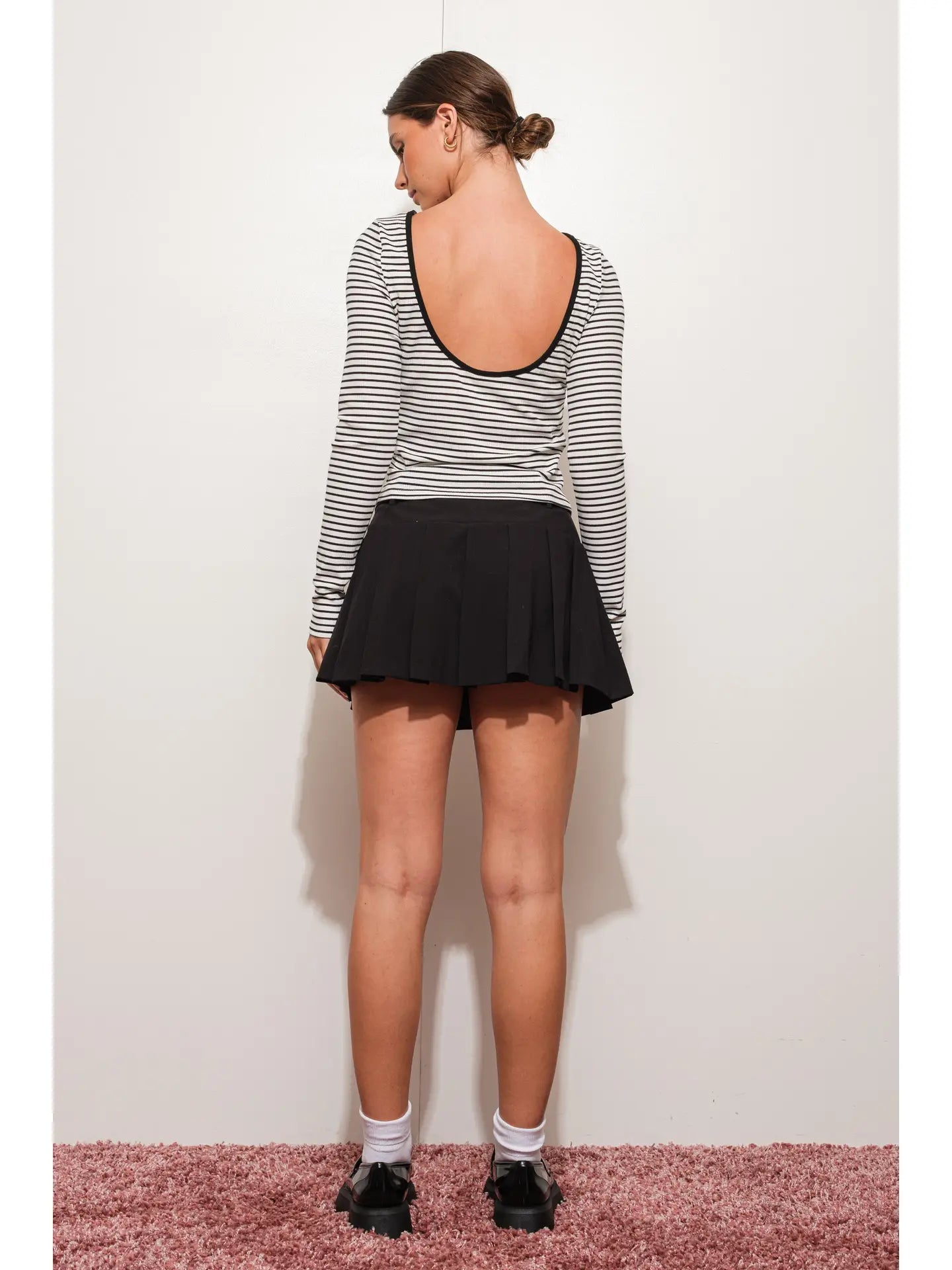 Black and White Backless Striped Top