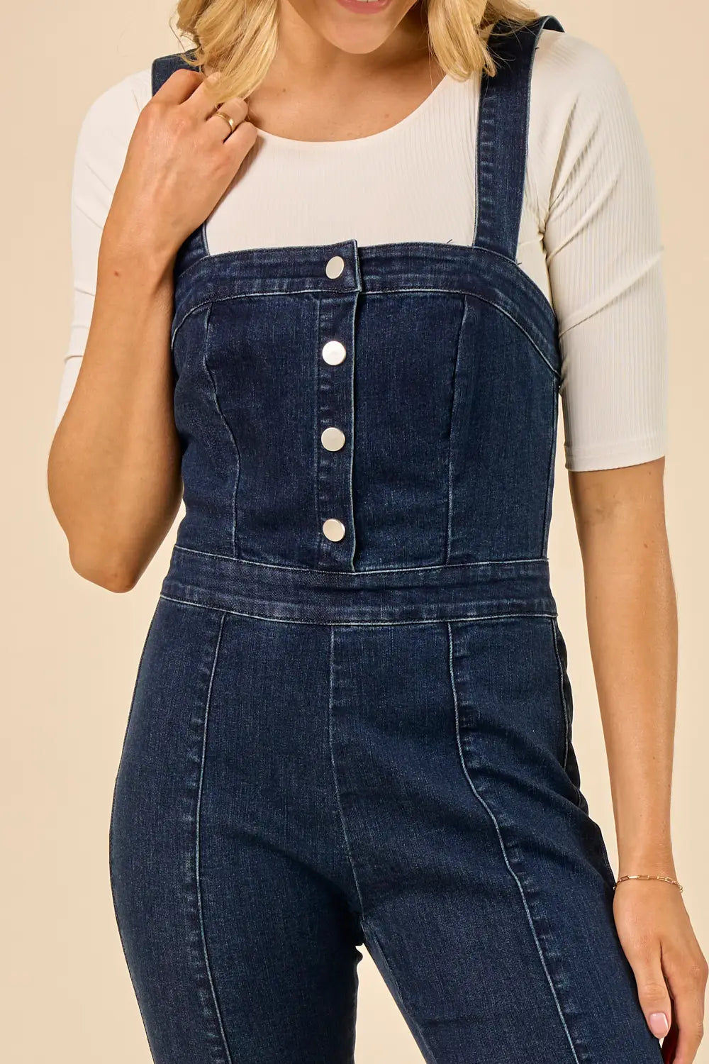 Dark Wash Bellbottom Denim Jumpsuit