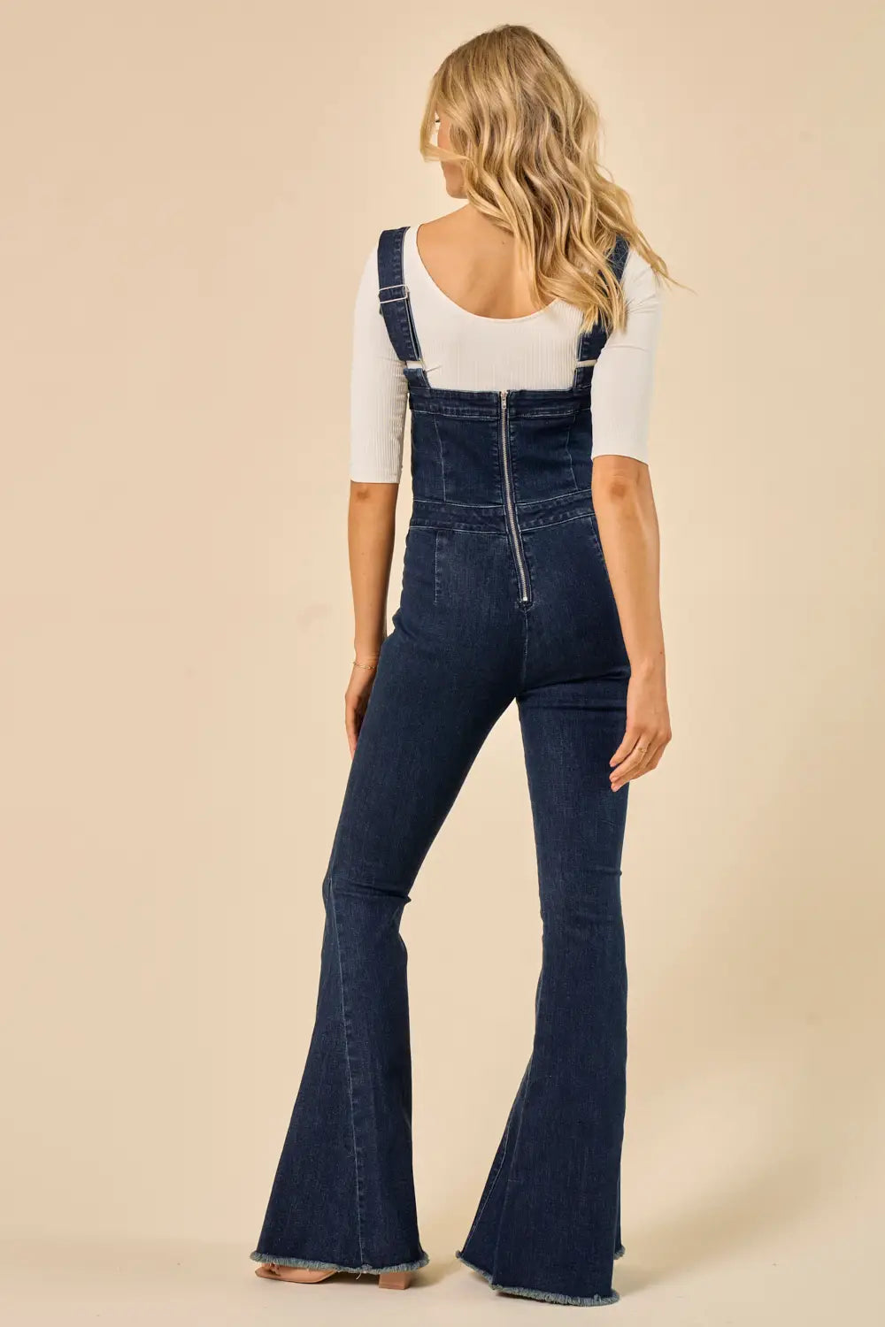 Dark Wash Bellbottom Denim Jumpsuit