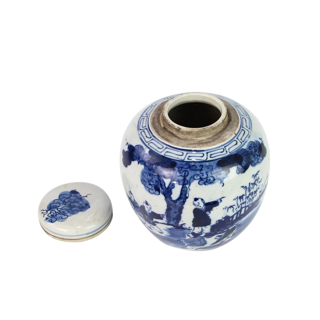 Blue and White Mini Jar Kids Playing Under Tree