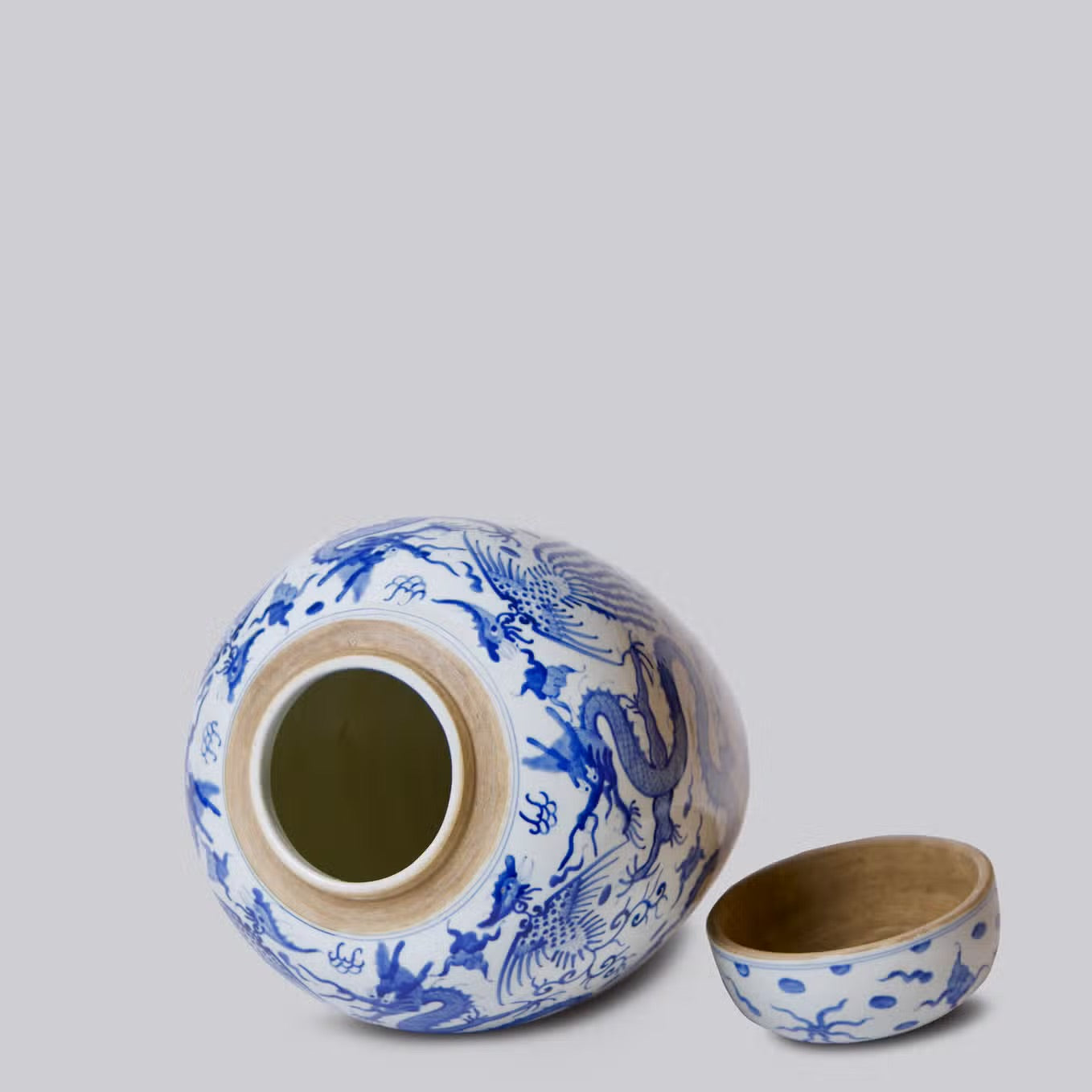 Blue and White Porcelain Dragon Lidded Jar
