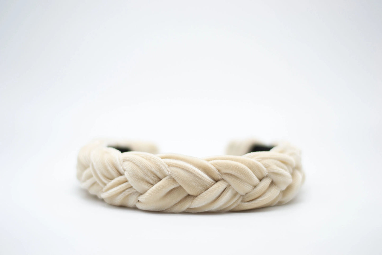 Cream Velvet Braided Headband