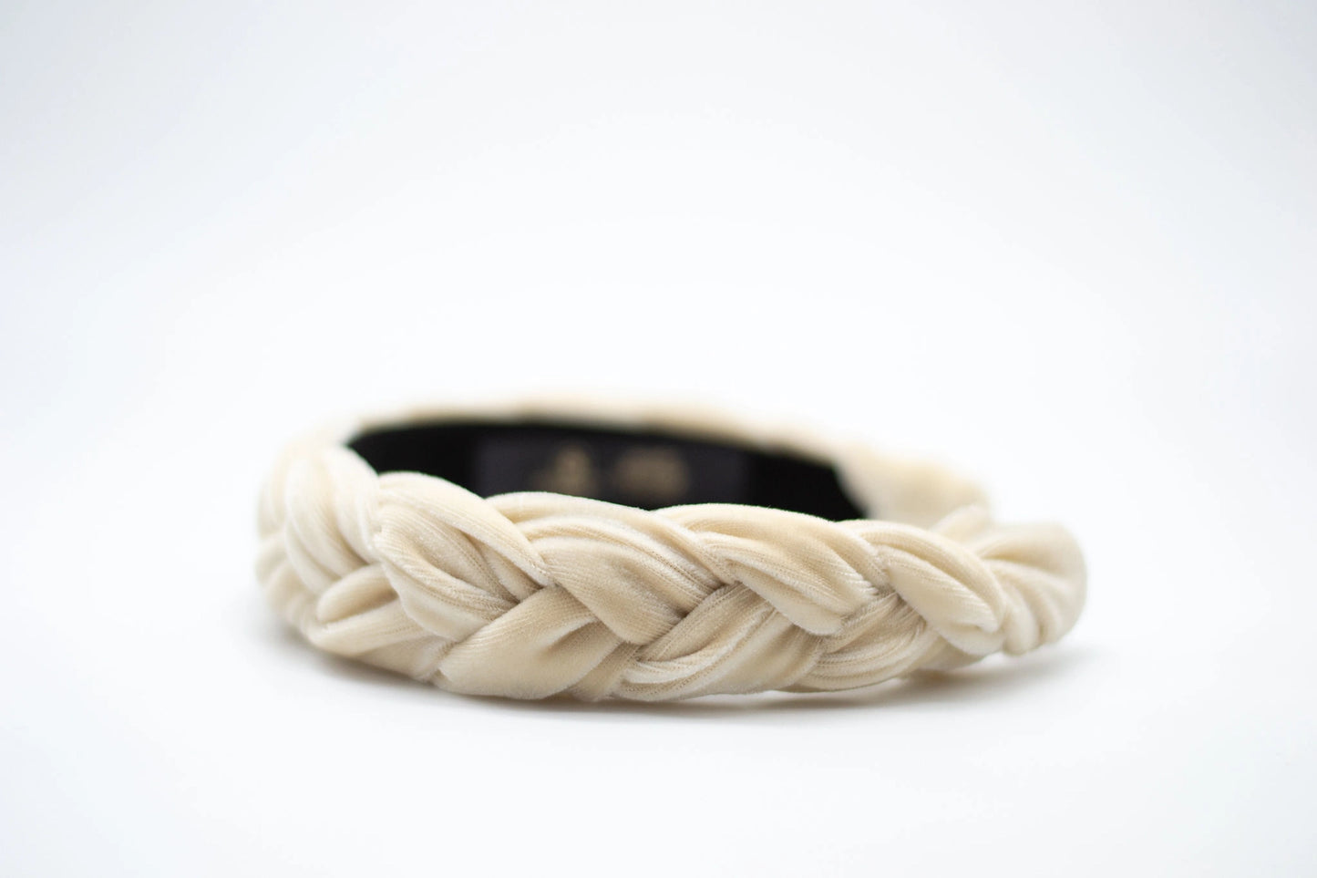Cream Velvet Braided Headband