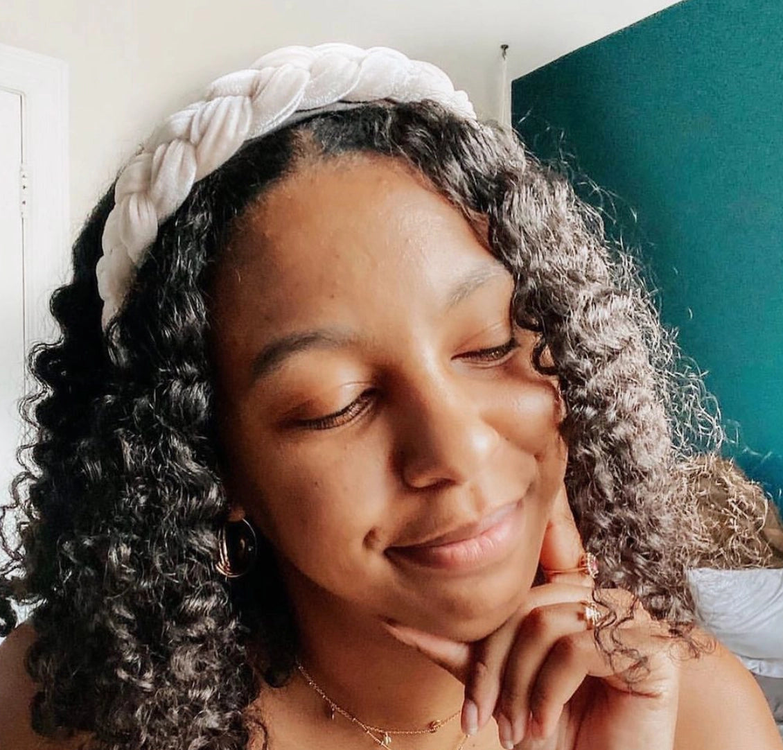Cream Velvet Braided Headband