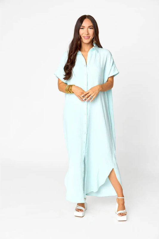 Carmen Aqua Caftan Cover Up Maxi Dress
