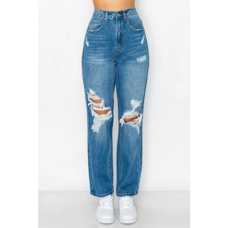High Waisted 90s Baggy Straight Leg Jeans - Main Image