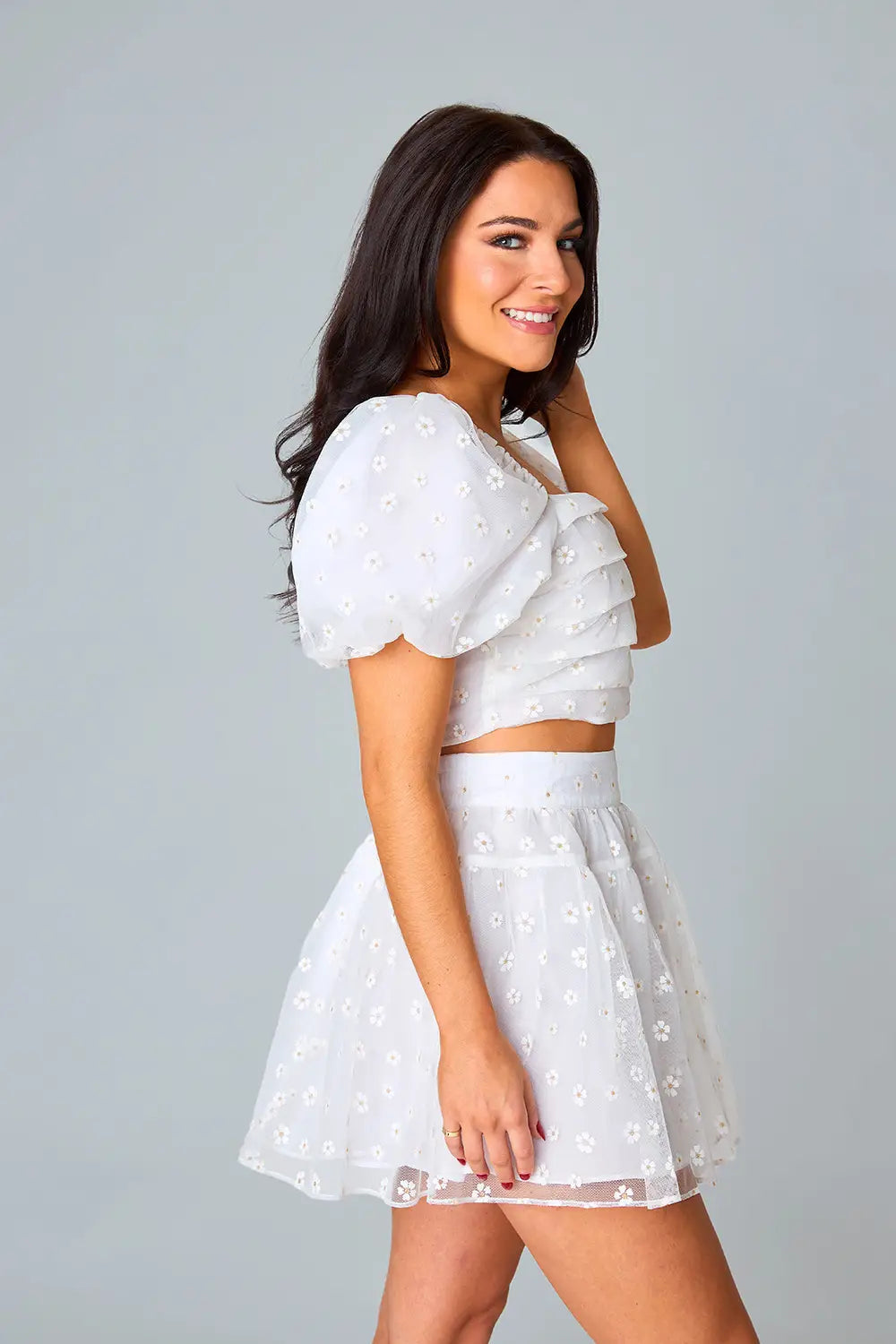English Daisy Eyelet Top & Skirt Set