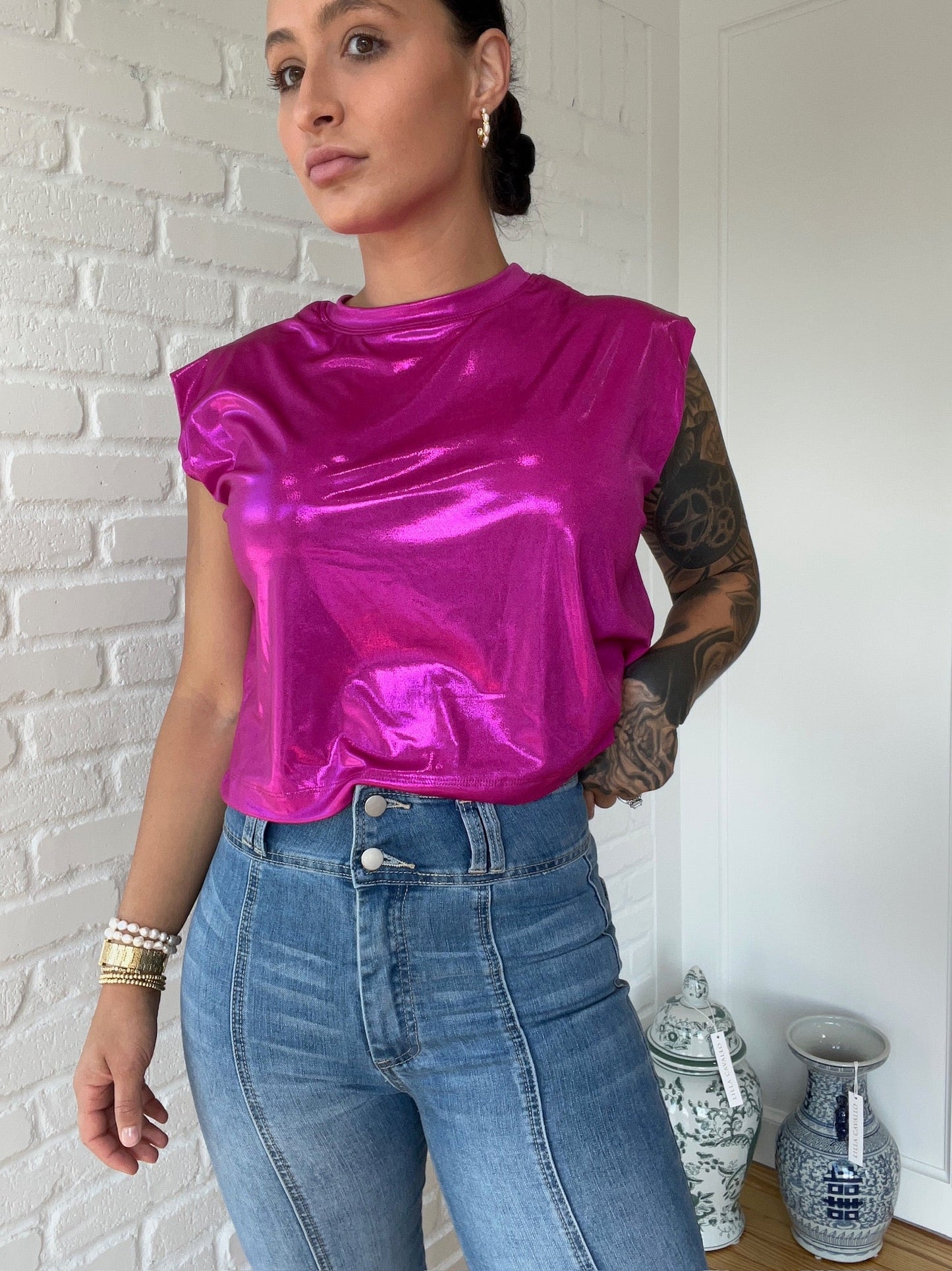 Metallic Muscle Top