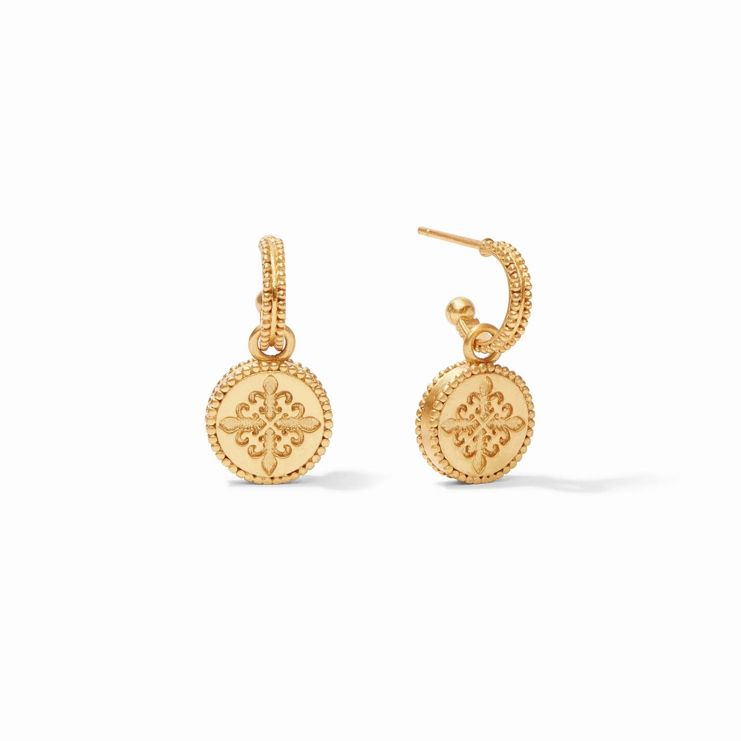 Julie Vos Fleur-de-Lis Hoop & Charm Earrings