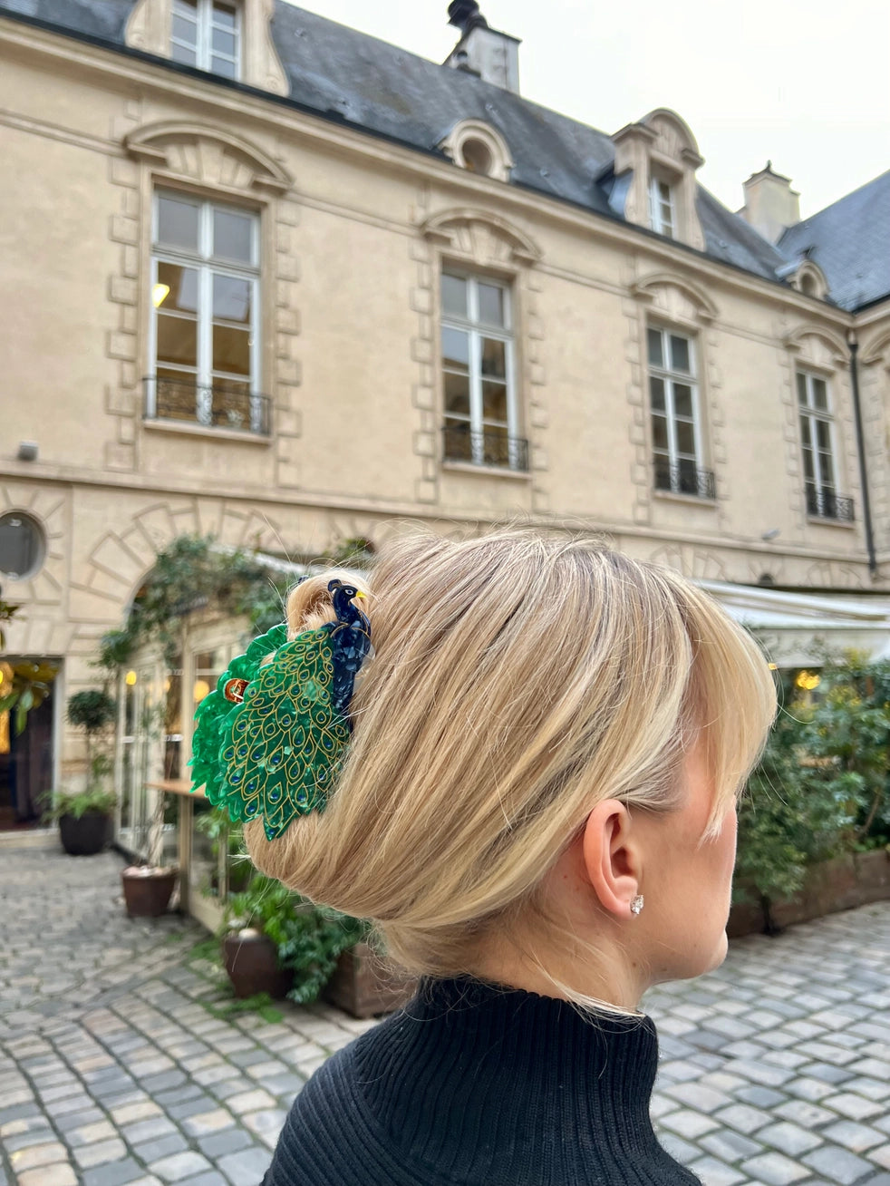 Hand-Painted Peacock Bird Claw Hair Clip