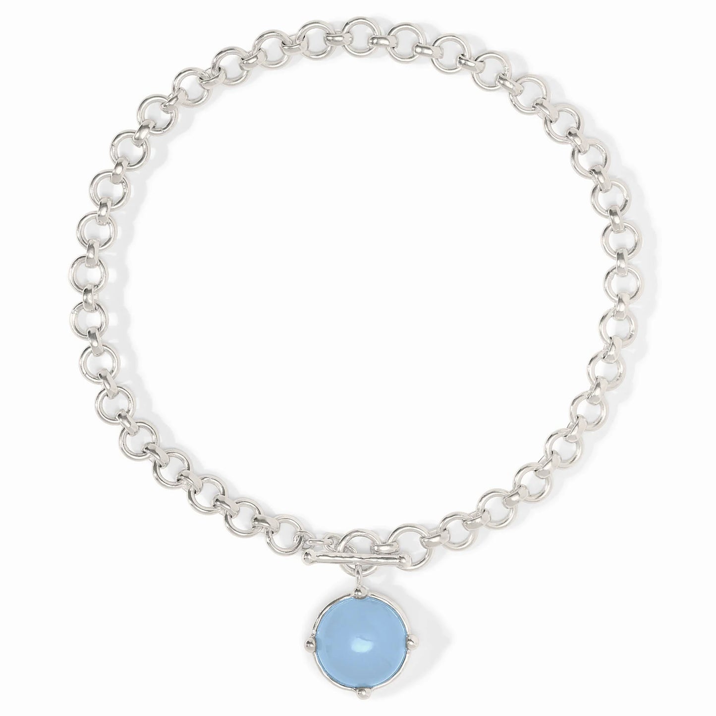 Julie Vos Honeybee Demi Necklace Silver Chalcedony Blue
