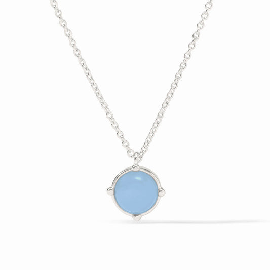 Julie Vos Honeybee Solitaire Necklace Silver Chalcedony Blue