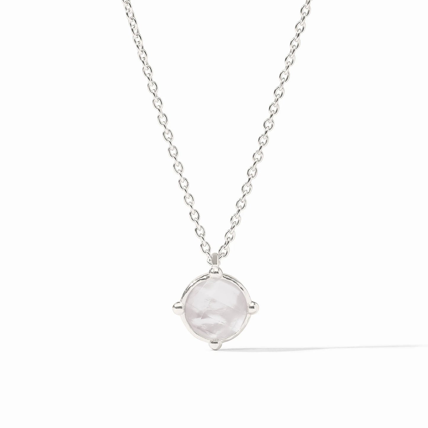 Julie Vos Honeybee Solitaire Necklace Silver Iridescent Clear Crystal