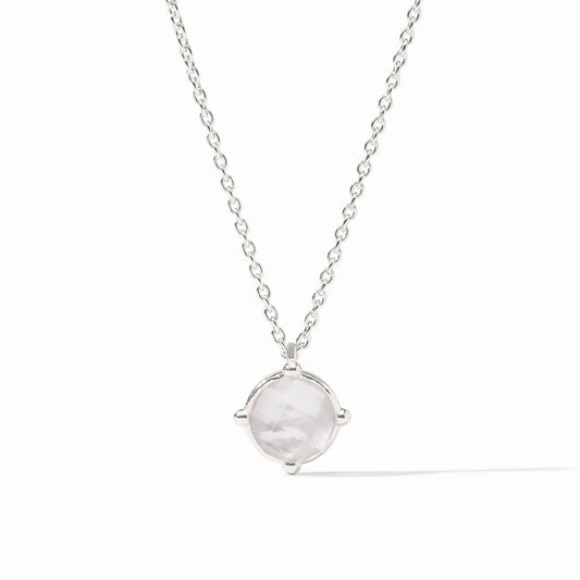 Julie Vos Honeybee Solitaire Necklace Silver Iridescent Clear Crystal