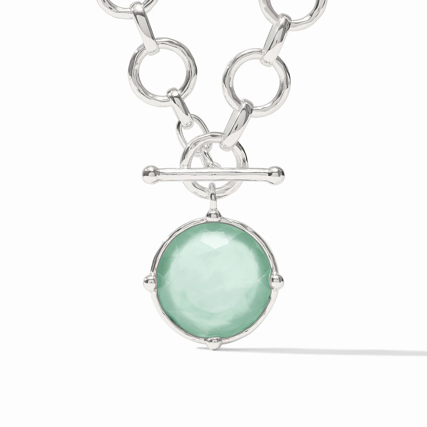 Julie Vos Honeybee Silver Statement Necklace in Iridescent Aquamarine Blue