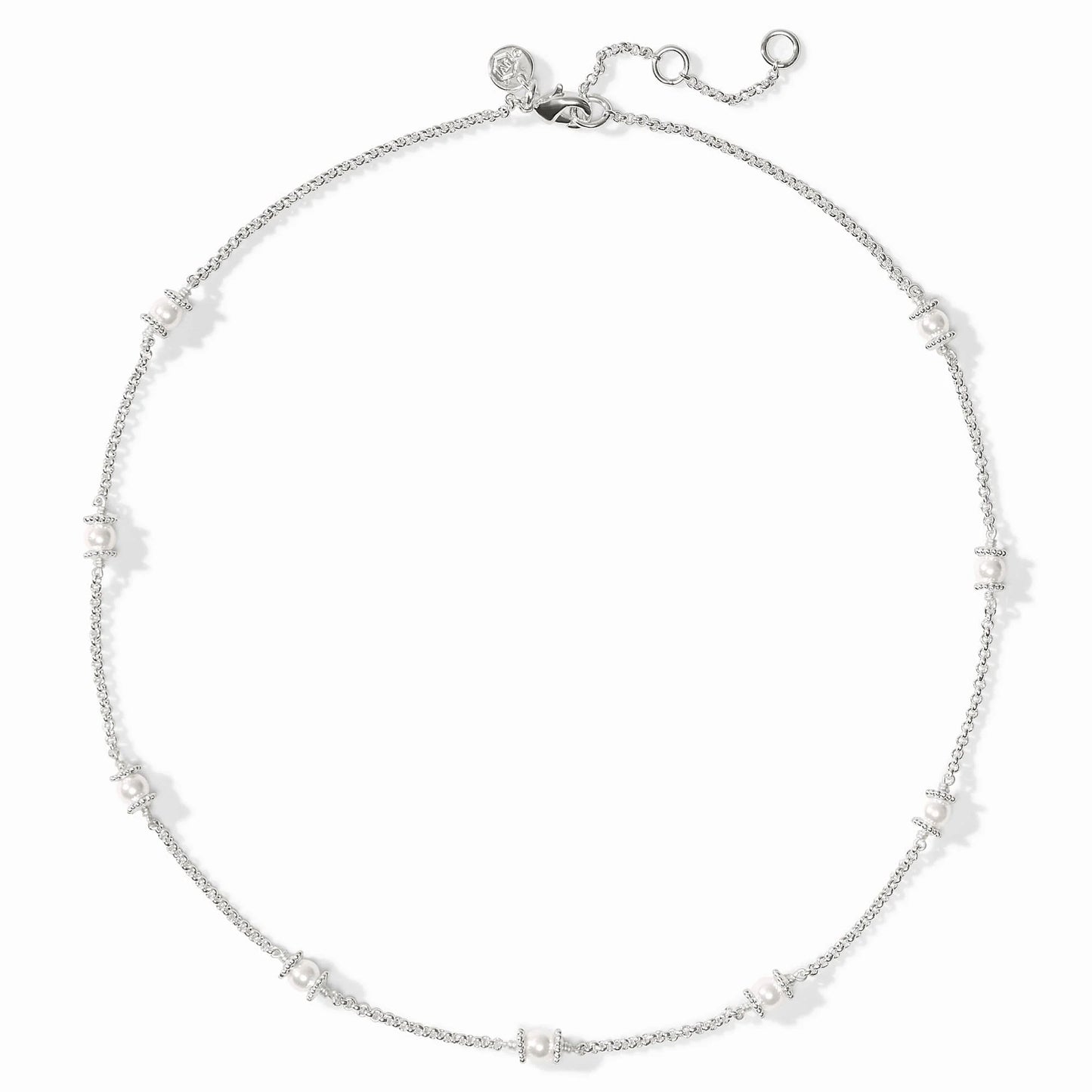 Julie Vos Hydra Delicate Station Silver Necklace In Pearl