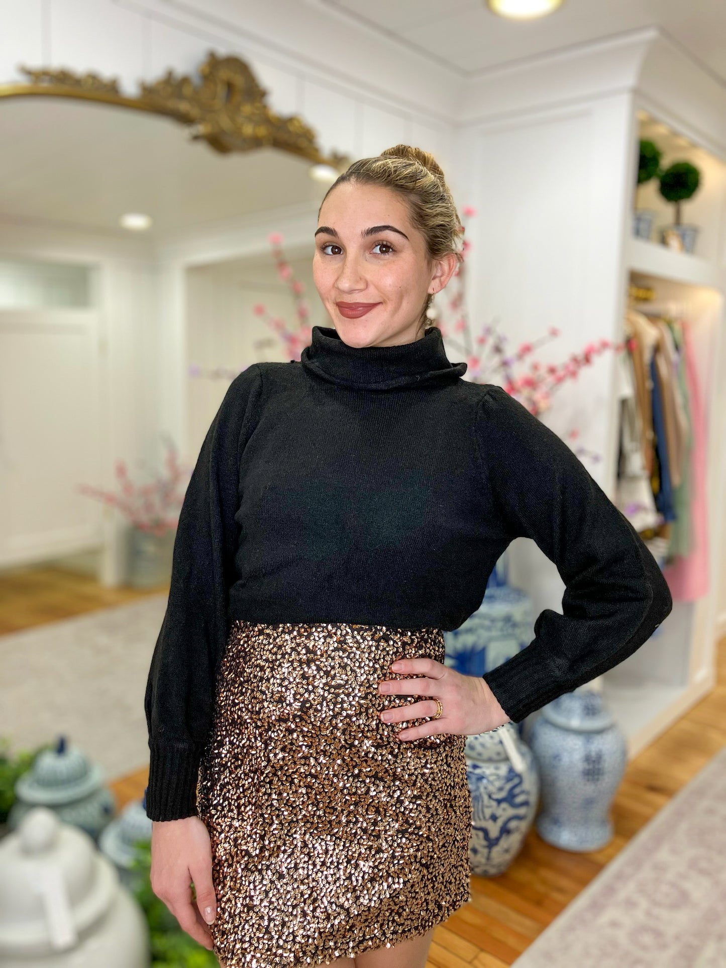 Brown Sequin Mini Skirt