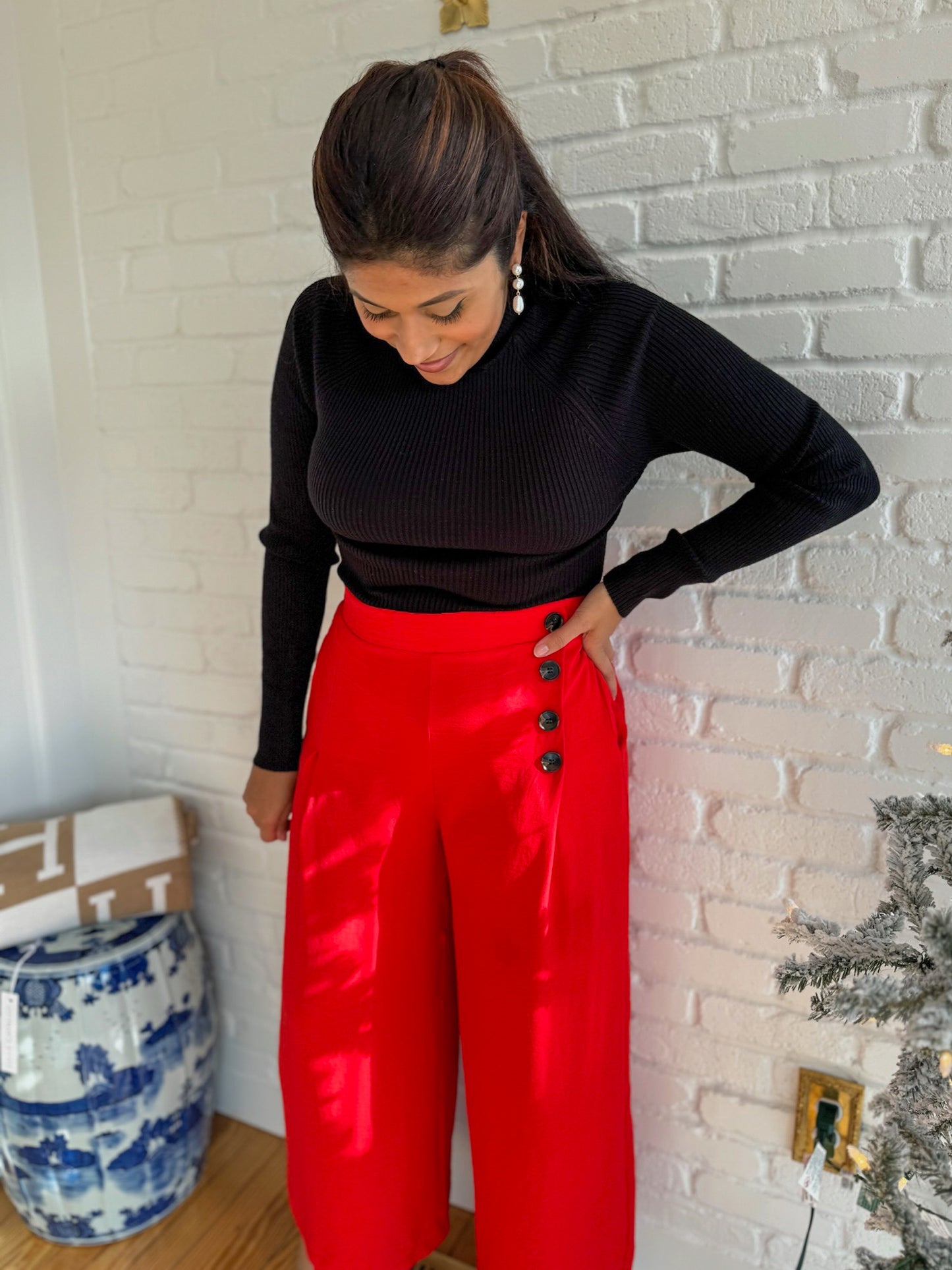Wide Leg Button Pants