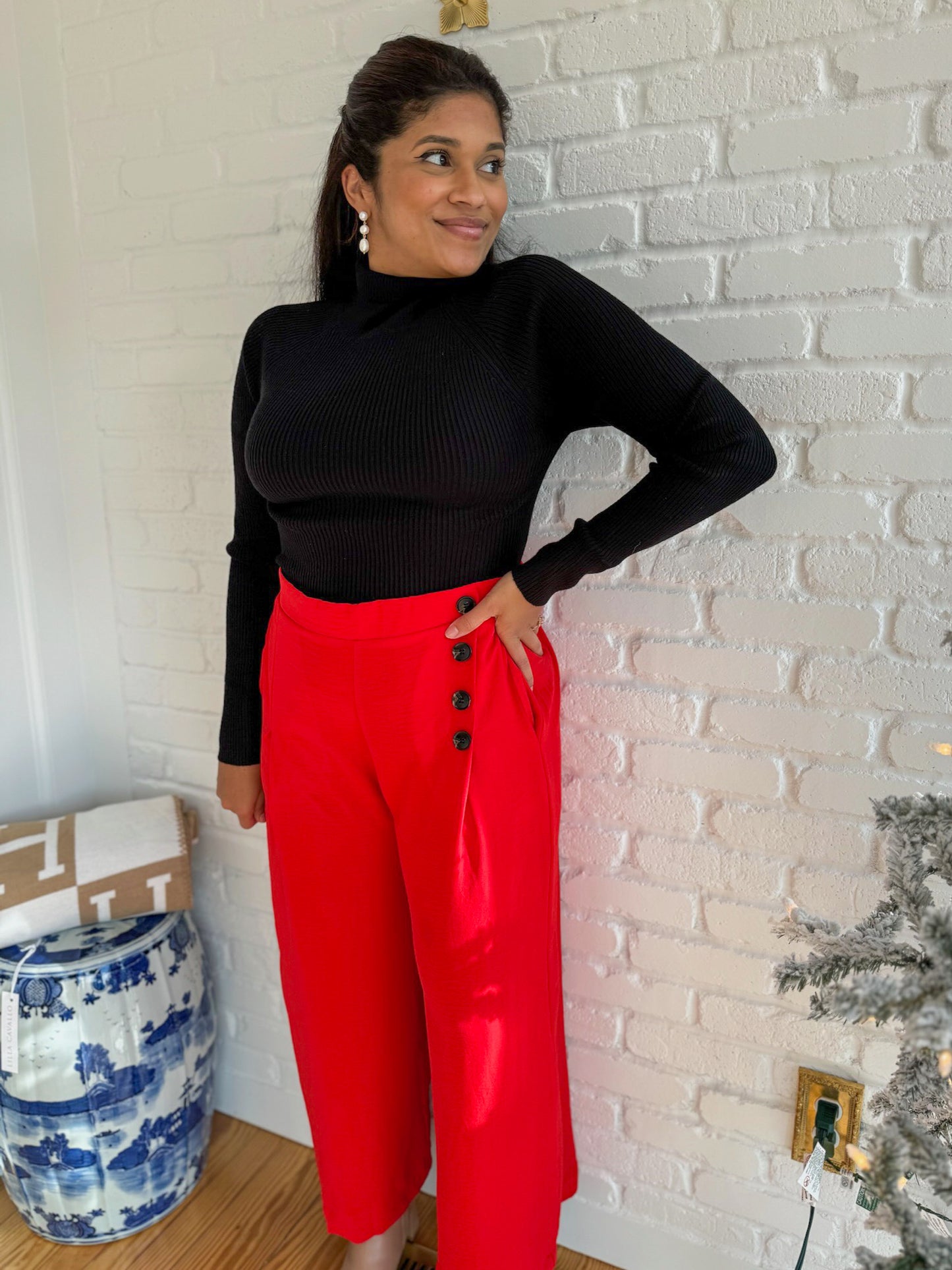 Wide Leg Button Pants