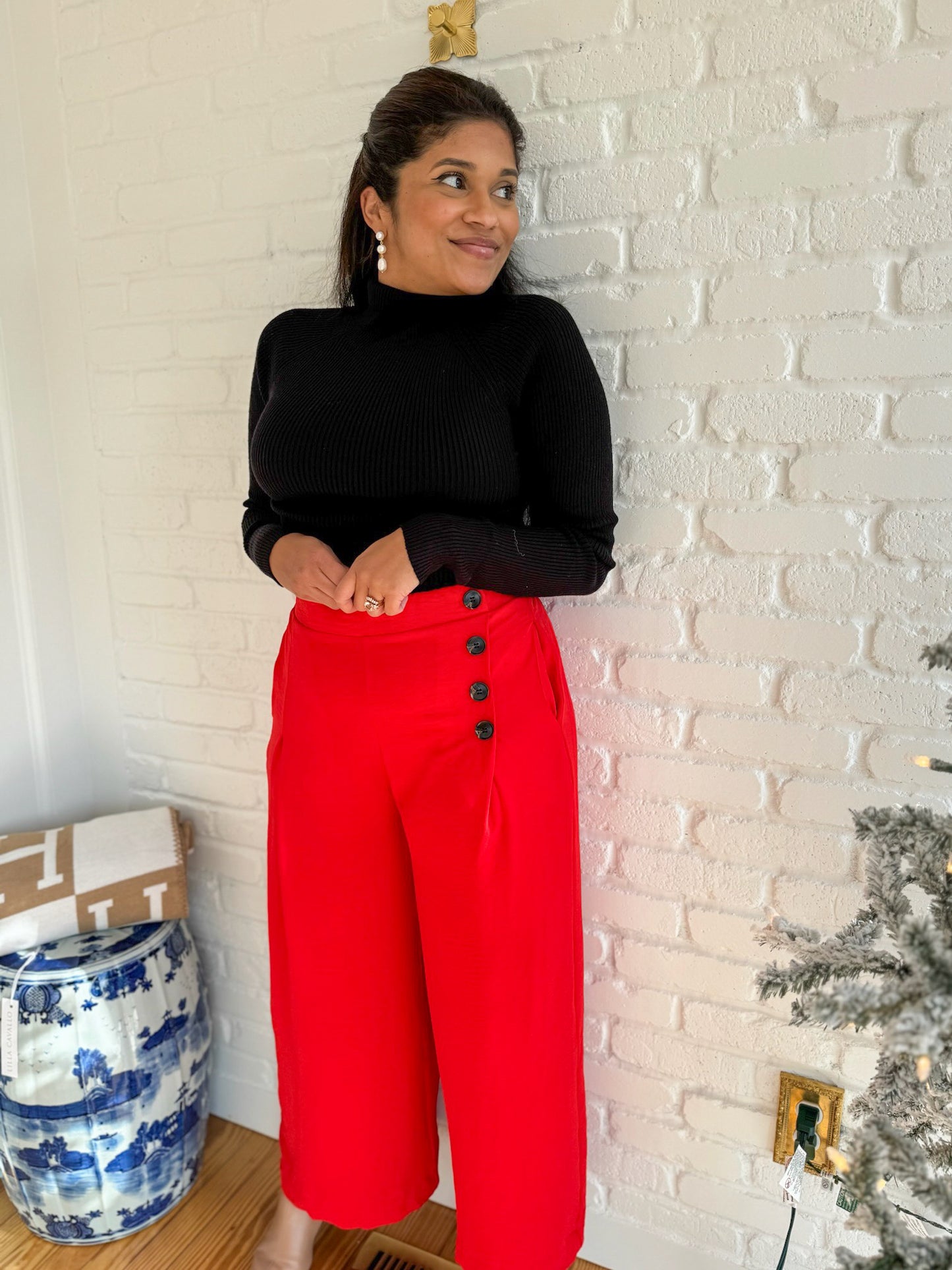 Wide Leg Button Pants