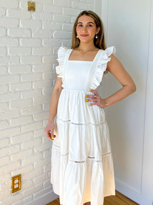 Ruffle Sleeve Square Neck Midi Dress