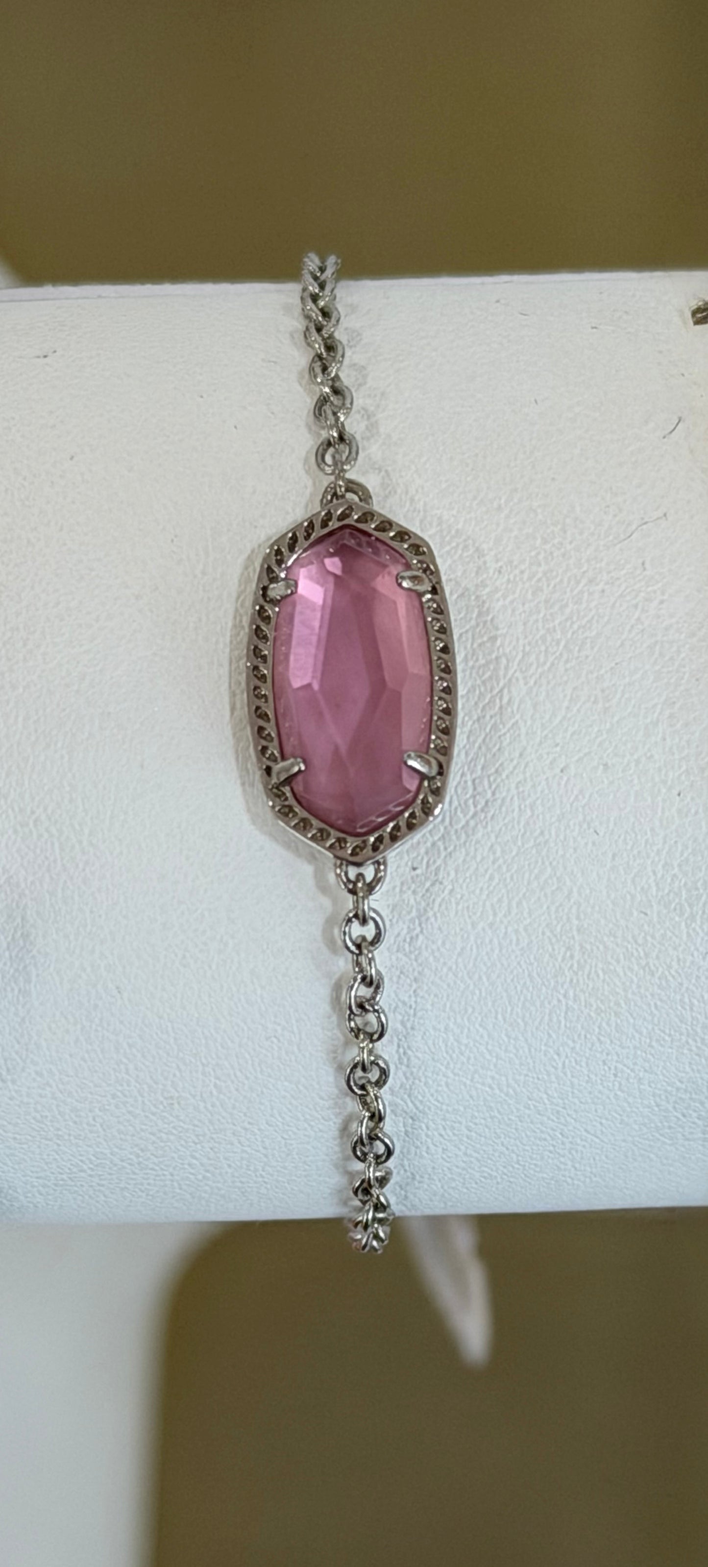 Kendra Scott Elaina Silver Adjustable Chain Bracelet in Azalea Illusion