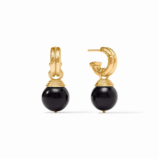 Julie Vos Bonbon Hoop & Charm Earring Obsidian Black