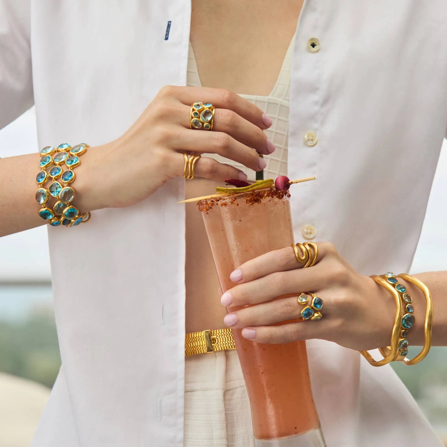 Julie Vos Kaleidoscope Ring Bahamian Blue