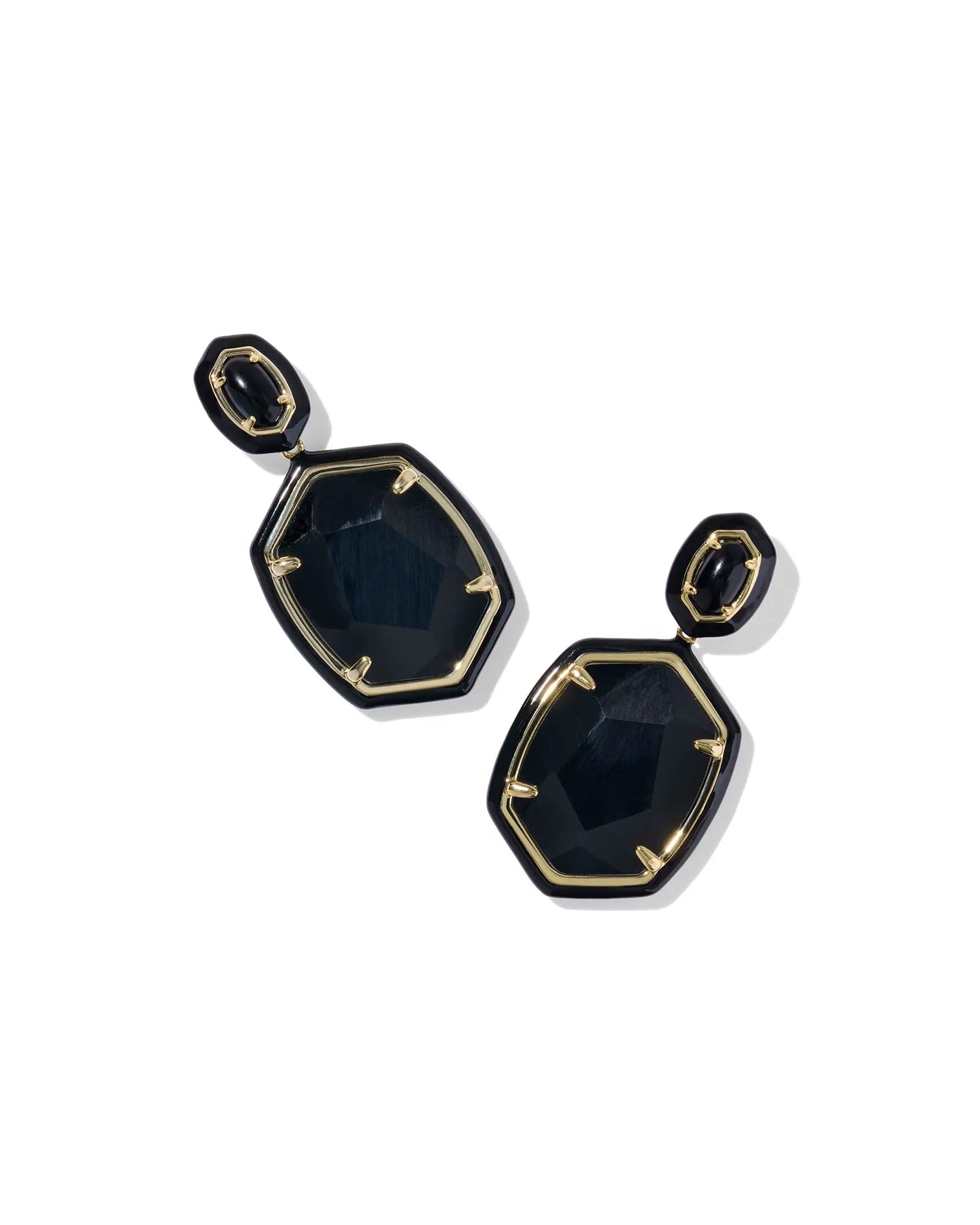 Kendra Scott Daphne Enamel Frame Drop Earring Gold Black Agate