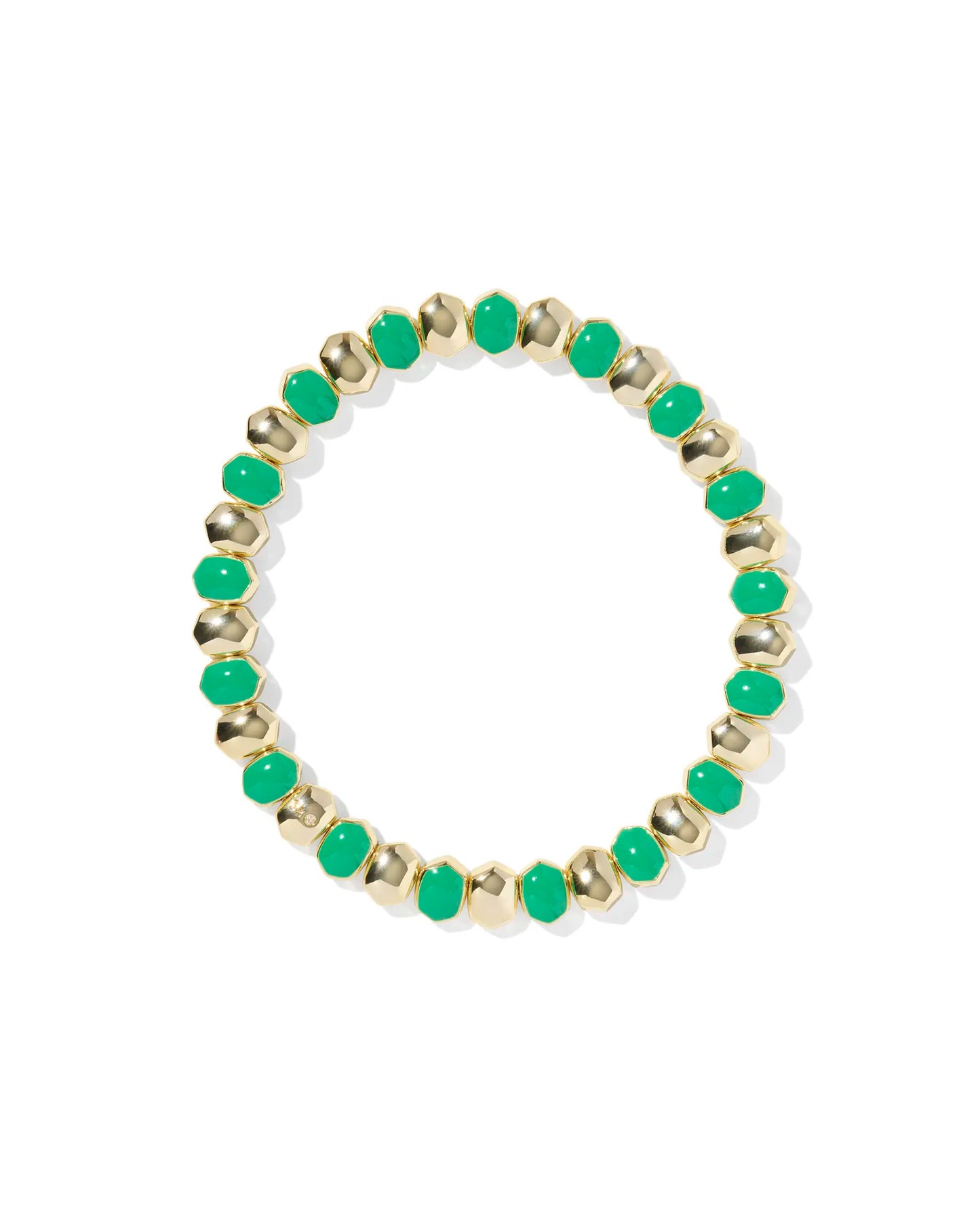 Kendra Scott Daphne Enamel Gold Stretch Bracelet Green Enamel