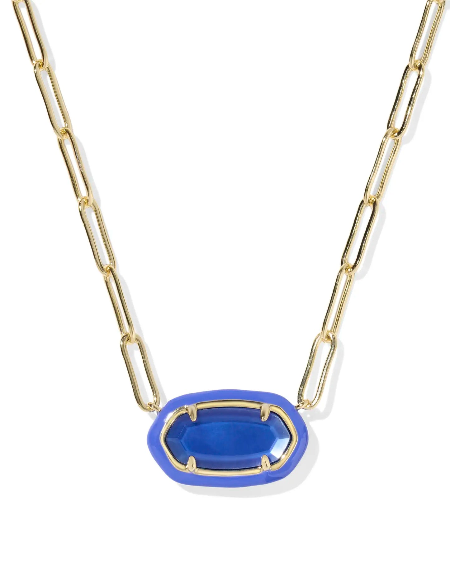 Kendra Scott Enamel Frame Paperclip Necklace Gold Cobalt Illusion