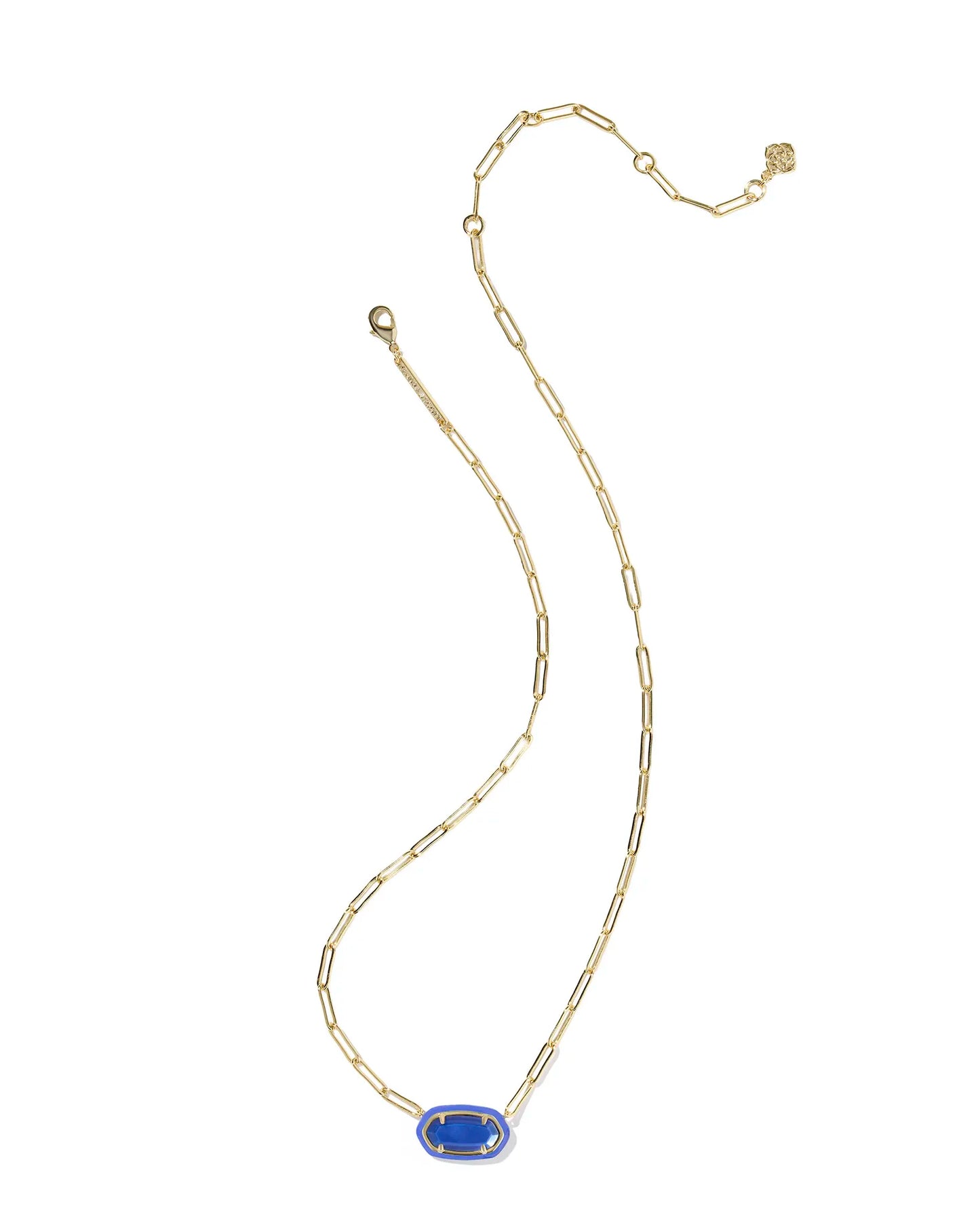 Kendra Scott Enamel Frame Paperclip Necklace Gold Cobalt Illusion