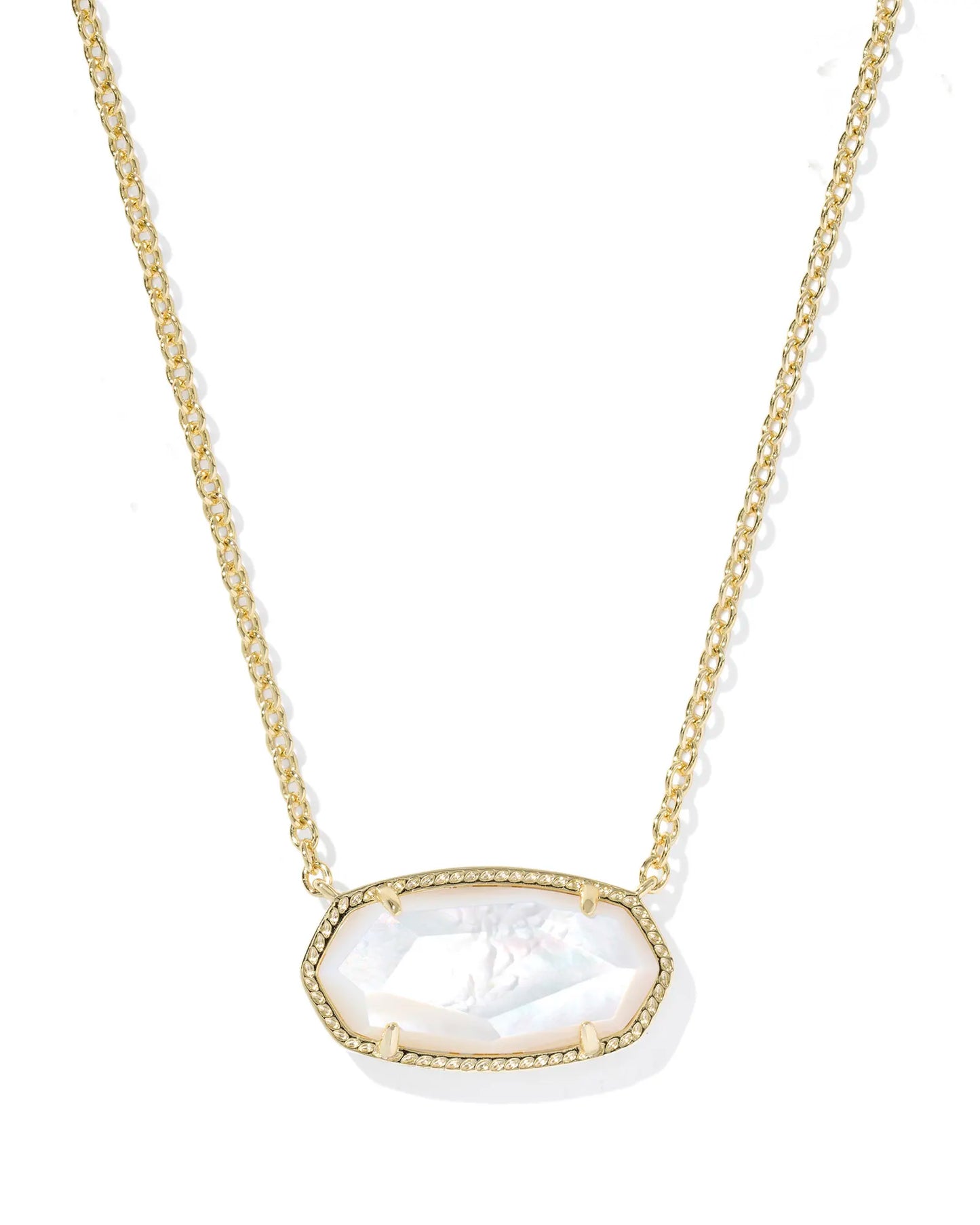 Kendra Scott Elisa Statement Short Pendant Necklace Gold Ivory Mother Of Pearl