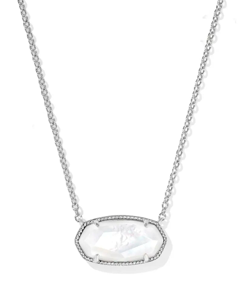 Kendra Scott Elisa Short Pendant Necklace Silver Ivory Mother Of Pearl