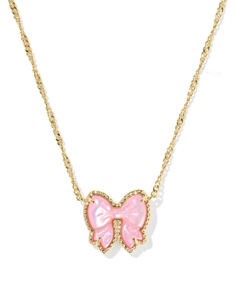 Kendra Scott Haley Bow Short Pendant Necklace Gold Blush Ivory Mother Of Pearl