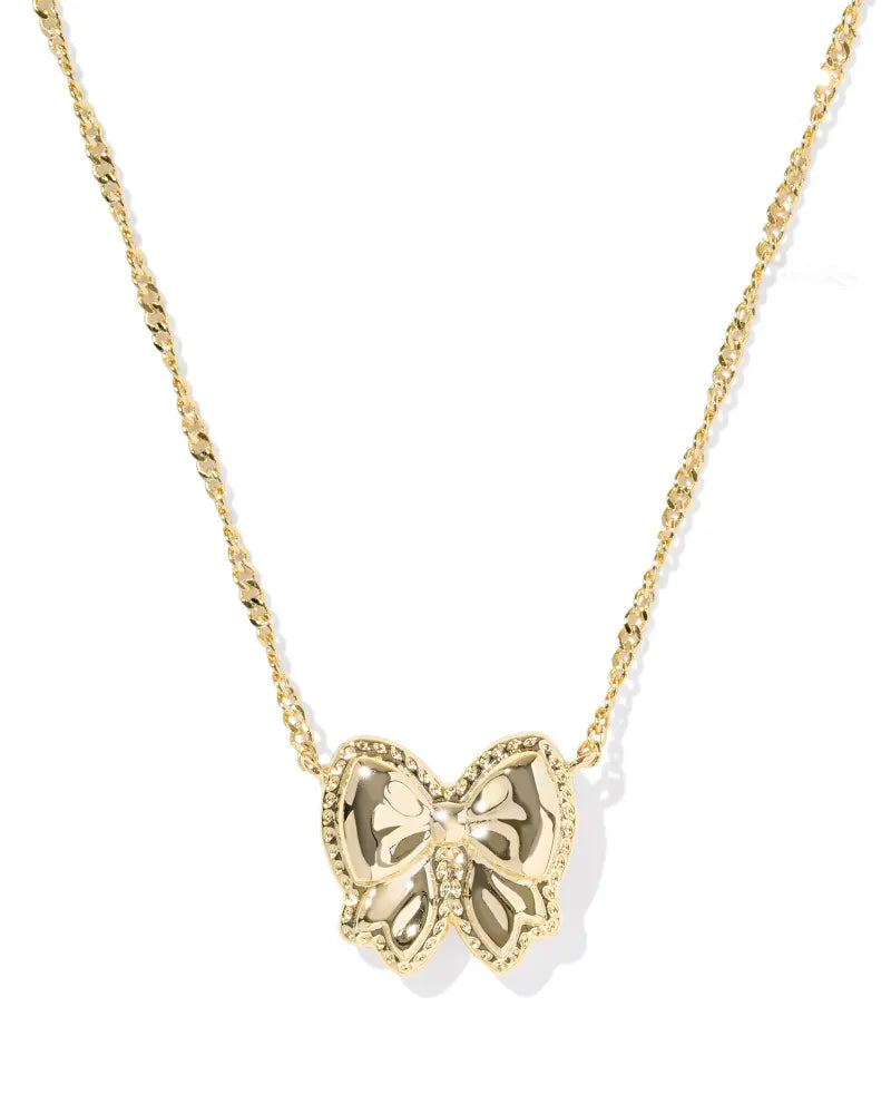 Kendra Scott Haley Bow Short Pendant Necklace Gold Blush Ivory Mother Of Pearl