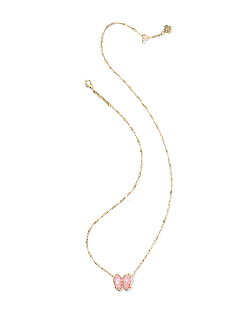 Kendra Scott Haley Bow Short Pendant Necklace Gold Blush Ivory Mother Of Pearl