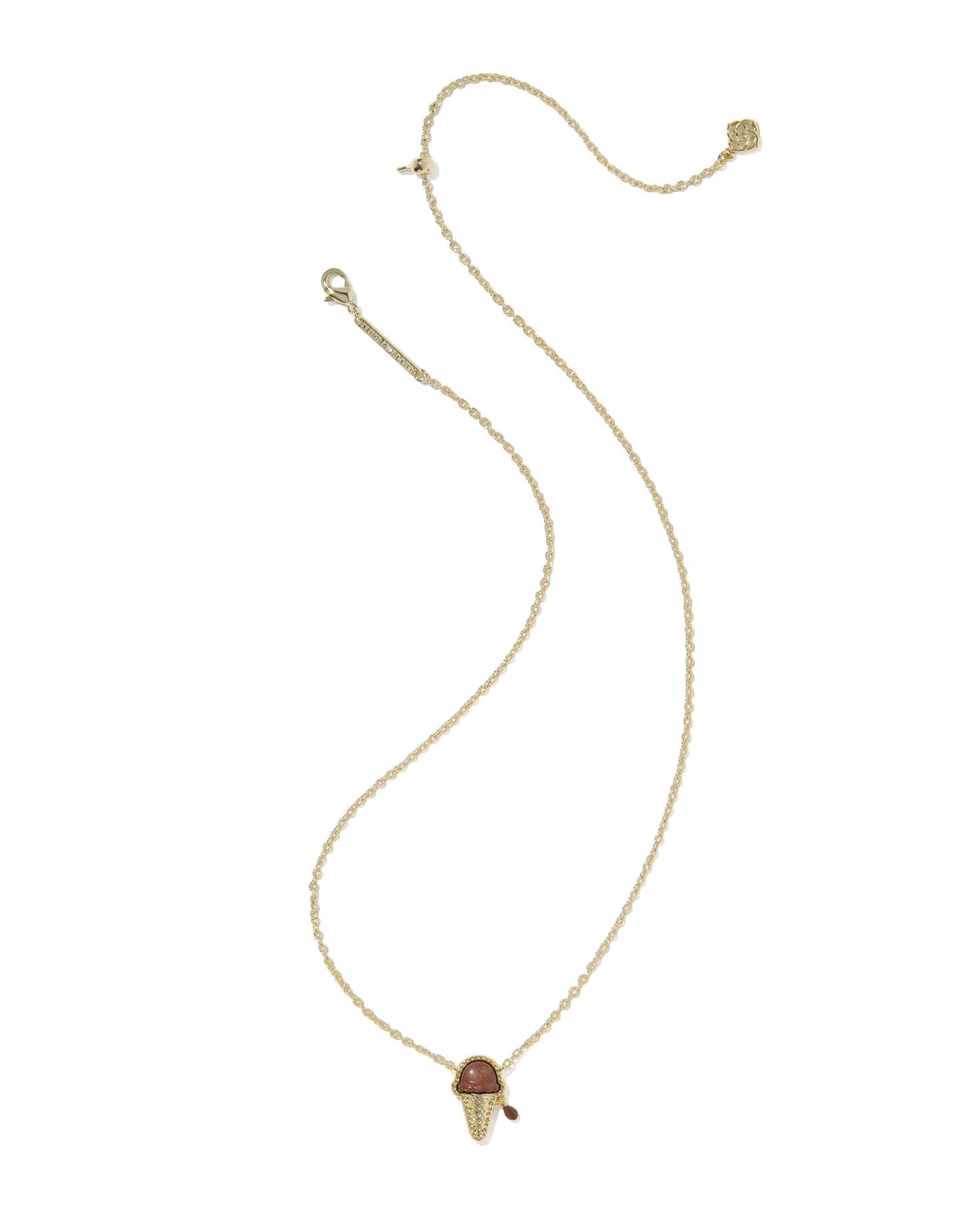 Kendra Scott Ice Cream Gold Short Pendant Necklace in Brown Magnesite