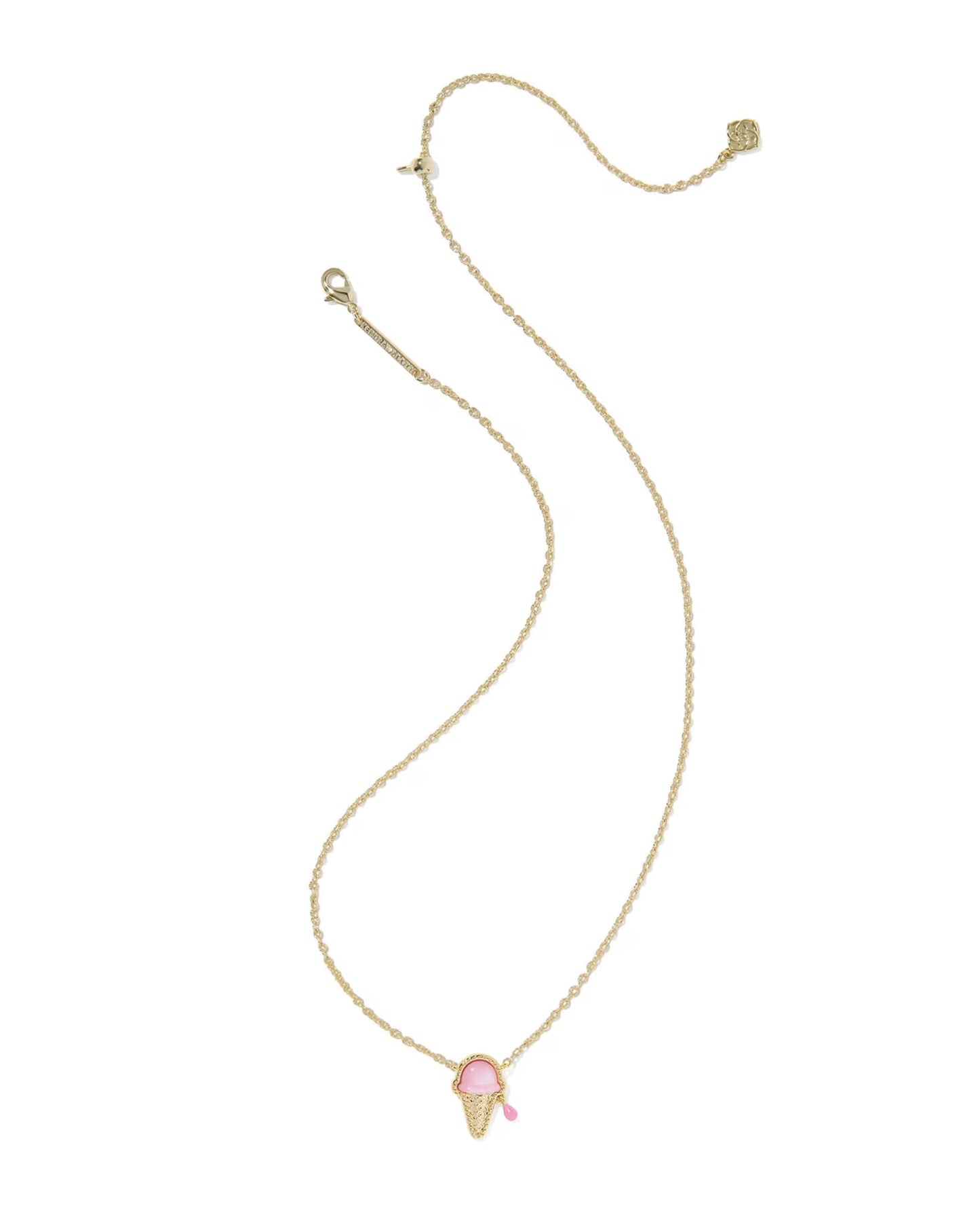 Kendra Scott Ice Cream Gold Short Pendant Necklace Pastel Pink Mother-of-Pearl