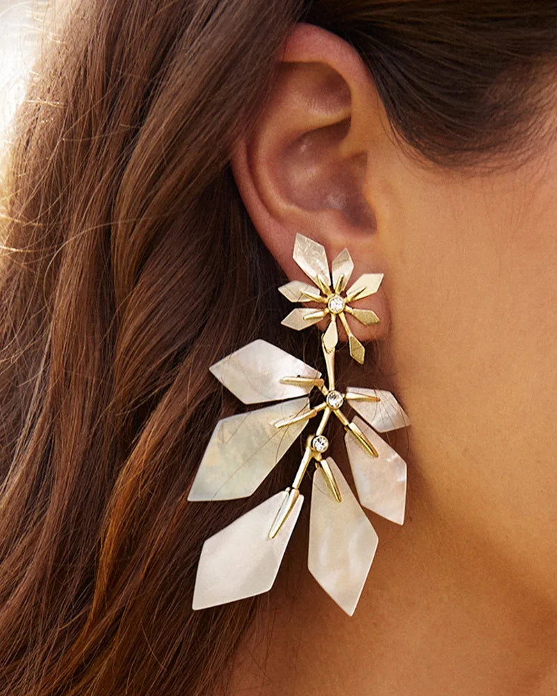 Kendra Scott Jaylin Statement Earring Gold Ivory Mother Of Pearl