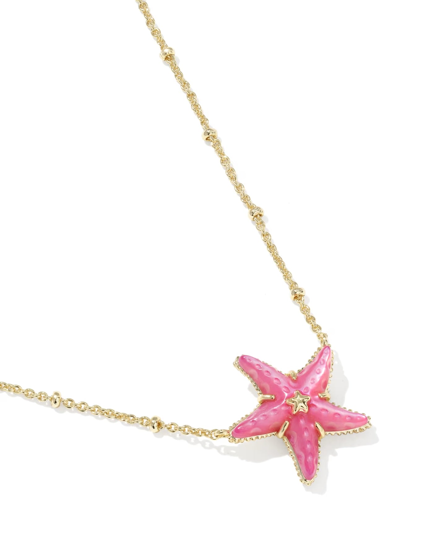 Kendra Scott Parker Starfish Gold Short Pendant Necklace Bright Pink Mother-of-Pearl