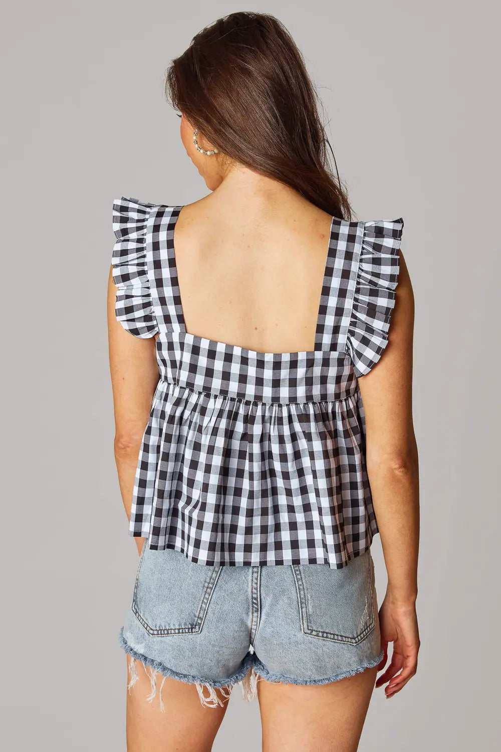 Black Checker Babydoll Tank Top