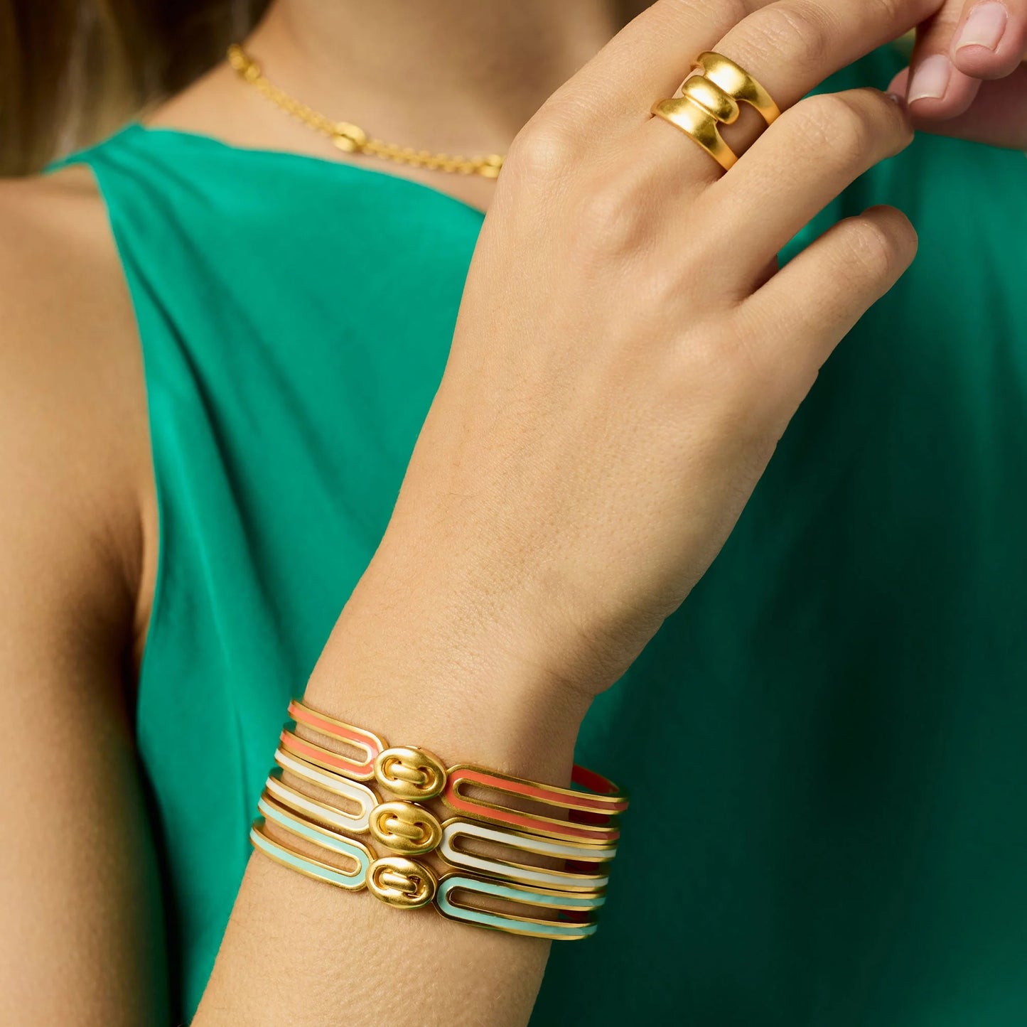 Julie Vos Laguna Enamel Hinge Bangle in Melon