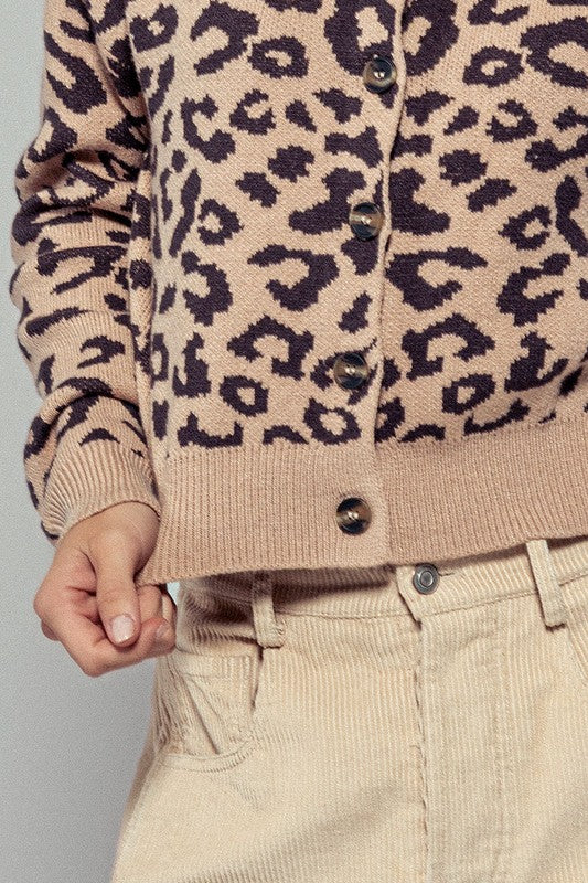 Leopard Crewneck Cardigan