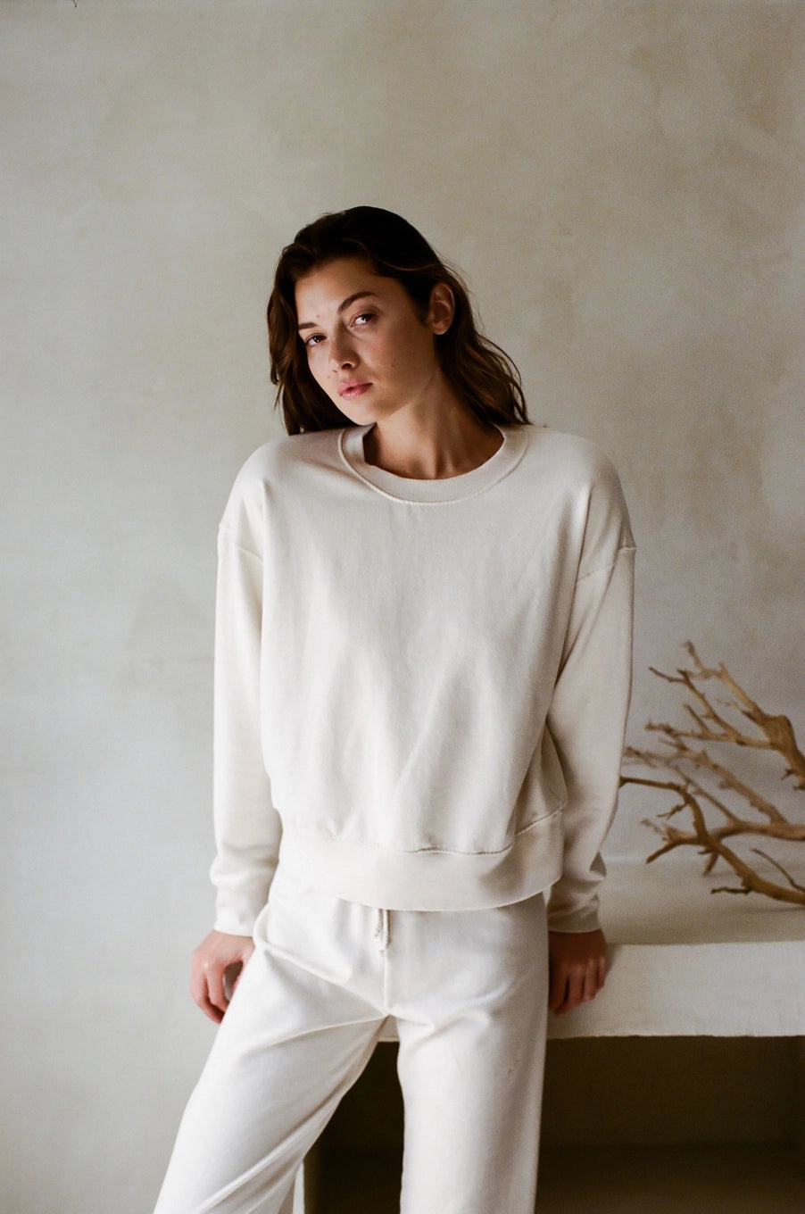 Lera Cream Cotton Pullover Crewneck