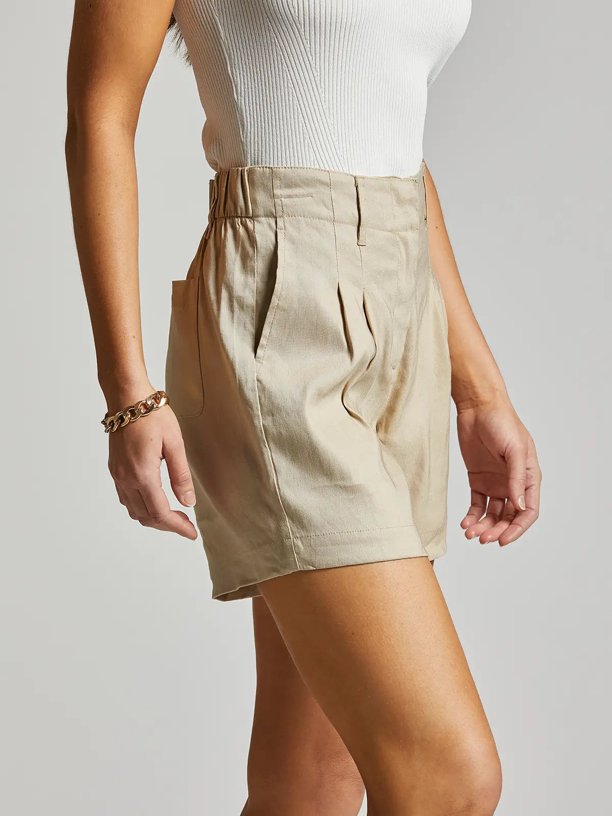Savannah Linen Tan Shorts